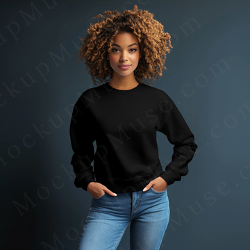 Women’s black crewneck sweatshirt mockup – digital download