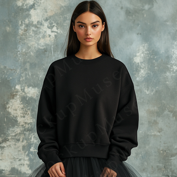 Women’s black crewneck sweatshirt mockup – digital download