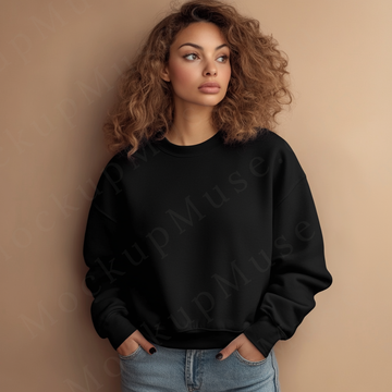 Women’s black crewneck sweatshirt mockup – digital download