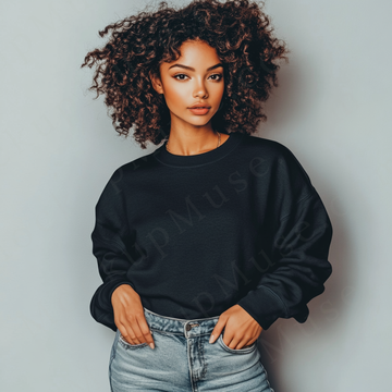 Women’s black crewneck sweatshirt mockup – digital download