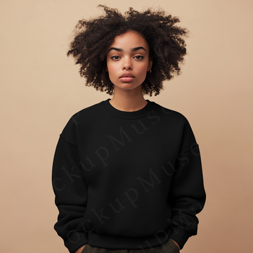 Women’s black crewneck sweatshirt mockup – digital download
