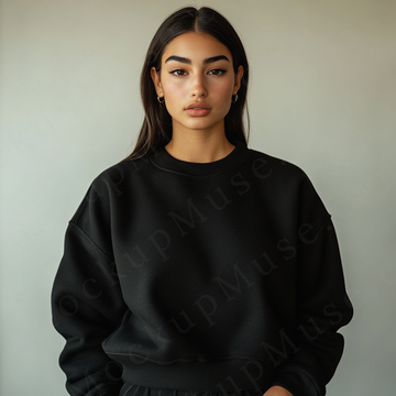 Women’s black crewneck sweatshirt mockup – digital download