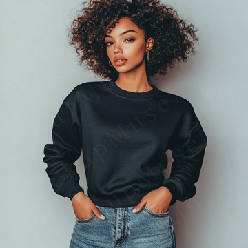 Women’s black crewneck sweatshirt mockup – digital download