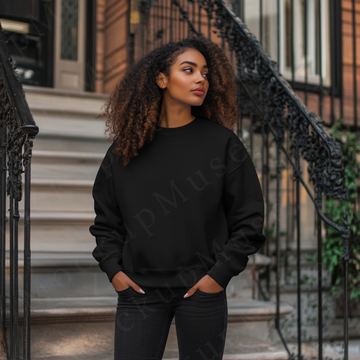 Women’s black crewneck sweatshirt mockup – digital download