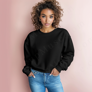 Women’s black crewneck sweatshirt mockup – digital download