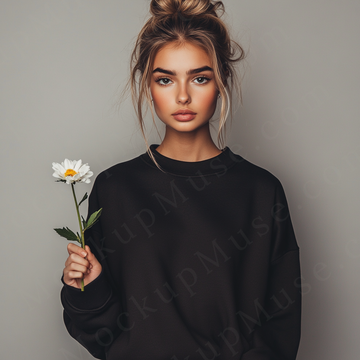 Women’s black crewneck sweatshirt mockup – digital download