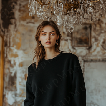 Women’s black crewneck sweatshirt mockup – digital download