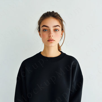 Women’s black crewneck sweatshirt mockup – digital download