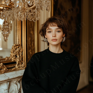 Women’s black crewneck sweatshirt mockup – digital download