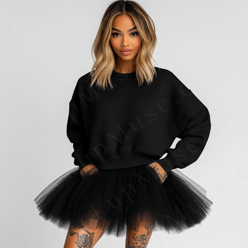 Women’s black crewneck sweatshirt mockup – digital download