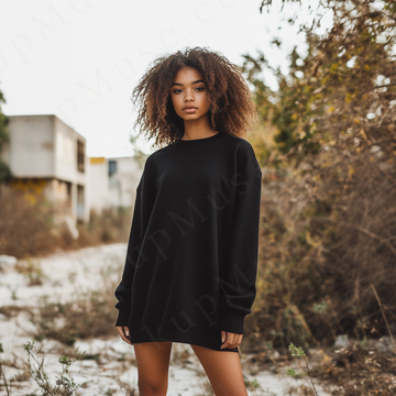 Women’s black crewneck sweatshirt mockup – digital download