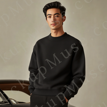 Sweatshirt Mockup – Black Crewneck, Men’s Model, Tattoos, Editorial Look