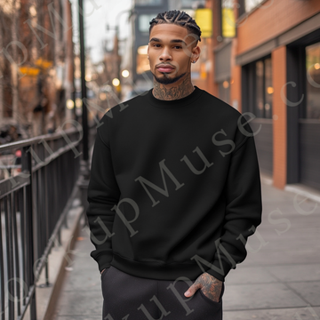 Sweatshirt Mockup, Black - Men’s, City Lifestyle, Tattoos