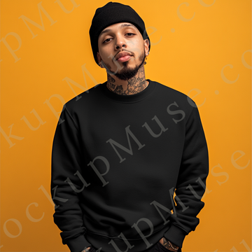 Sweatshirt Mockup, Black - Men’s, Studio, Tattoos