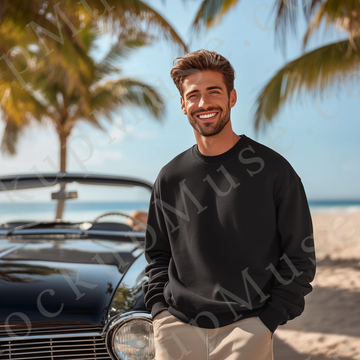 Sweatshirt Mockup, Black- Men’s, Beach Lifestyle