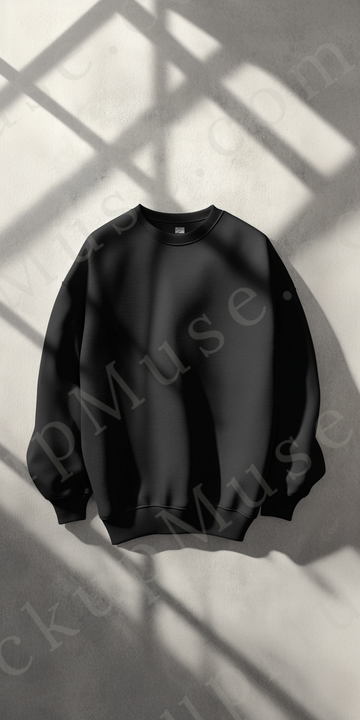Sweatshirt Mockup – Gildan 18000 Black Unisex, Studio Display digital mockup, no model, high resolution