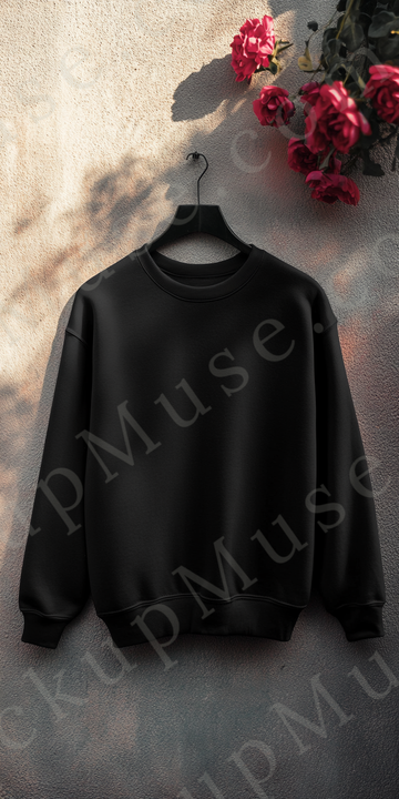 Sweatshirt Mockup – Gildan 18000 Black Women’s, Studio Display digital mockup, no model, high resolution