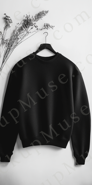 Sweatshirt Mockup – Gildan 18000 Black Unisex, Studio Display digital mockup, no model, high resolution