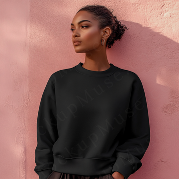 Sweatshirt Mockup, Black – Women’s, Lifestyle