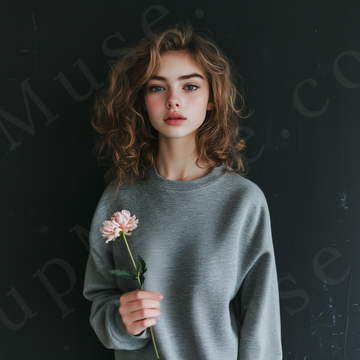 Women's Grey Sweatshirt Mockup – Minimal Studio Scene