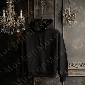 Hoodie Mockup – Gildan 18500 Black Unisex, Apparel Display, Front View