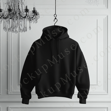 Hoodie Mockup – Gildan 18500 Black Unisex, Clean Background, Front View