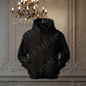 Hoodie Mockup – Gildan 18500 Black Unisex, Apparel Display, Front View