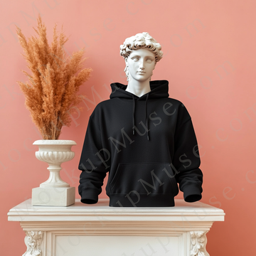 Hoodie Mockup for Men – Gildan 18500 Black, Clean Background, Front View