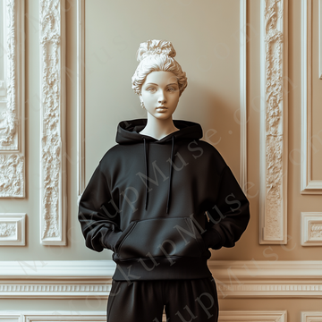 Hoodie Mockup for Women – Gildan 18500 Black, Apparel Display, Front View