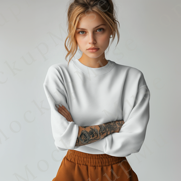 Sweatshirt Mockup, White - Women's, Studio