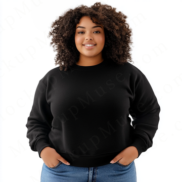 Women’s black crewneck sweatshirt mockup – digital download