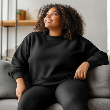 Women’s black crewneck sweatshirt mockup – digital download