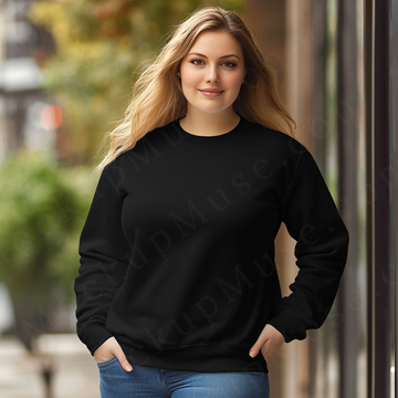 Women’s black crewneck sweatshirt mockup – digital download
