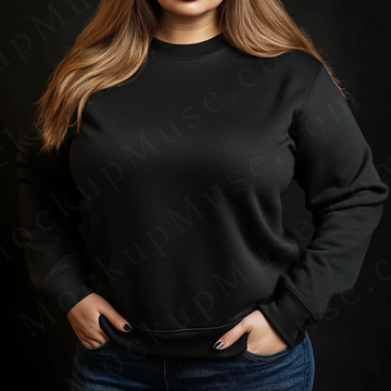 Women’s black crewneck sweatshirt mockup – digital download