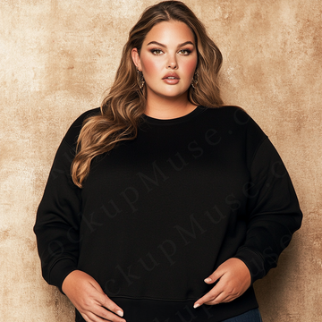 Women’s black crewneck sweatshirt mockup – digital download