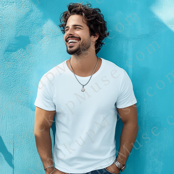 T‑Shirt Mockup – Gildan 5000 Men’s White Crewneck, Short Sleeve — Lifestyle Scene