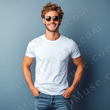 T‑Shirt Mockup – Gildan 5000 Men’s White Crewneck, Short Sleeve — Lifestyle Scene