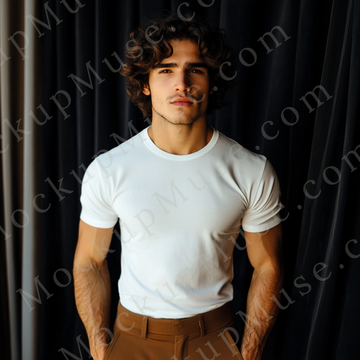 T‑Shirt Mockup – Gildan 5000 Men’s White Crewneck, Short Sleeve — Editorial Look
