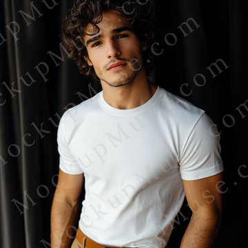 T‑Shirt Mockup – Gildan 5000 Men’s White Crewneck, Short Sleeve — Editorial Look