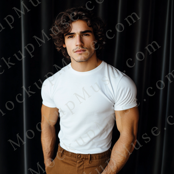 T‑Shirt Mockup – Gildan 5000 Men’s White Crewneck, Short Sleeve — Editorial Look