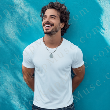 T‑Shirt Mockup – Gildan 5000 Men’s White Crewneck, Short Sleeve — Lifestyle Scene