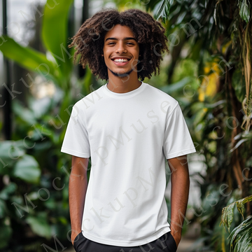 T‑Shirt Mockup – Gildan 5000 Men’s White Crewneck, Short Sleeve — Lifestyle Scene
