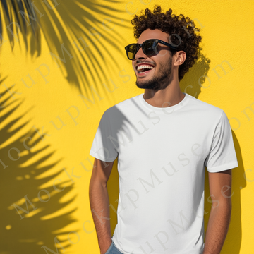 T‑Shirt Mockup – Gildan 5000 Men’s White Crewneck, Short Sleeve — Lifestyle Scene