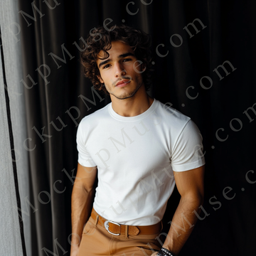 T‑Shirt Mockup – Gildan 5000 Men’s White Crewneck, Short Sleeve — Editorial Look