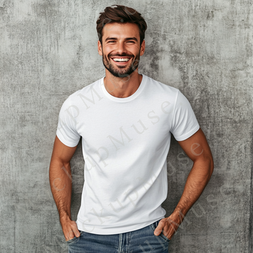T‑Shirt Mockup – Gildan 5000 Men’s White Crewneck, Short Sleeve — Lifestyle Scene
