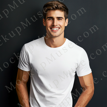 T‑Shirt Mockup – Gildan 5000 Men’s White Crewneck, Short Sleeve — Lifestyle Scene