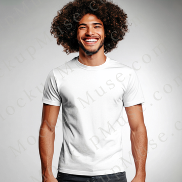 T‑Shirt Mockup – Gildan 5000 Men’s White Crewneck, Short Sleeve — Lifestyle Scene