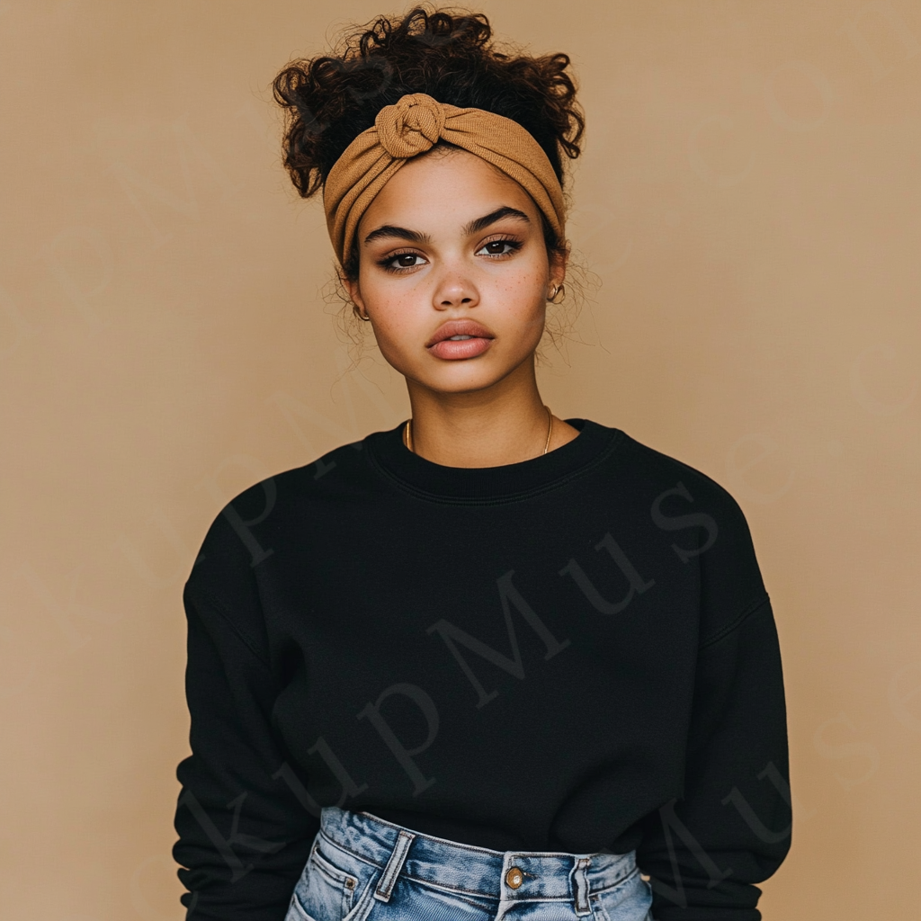 Women's Black Sweatshirt Mockup – Clean Studio View