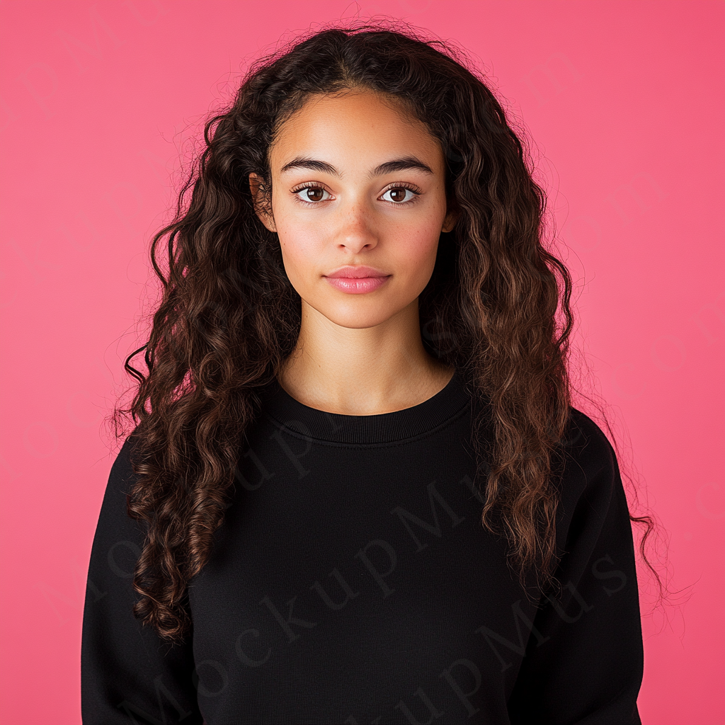 Women’s black crewneck sweatshirt mockup – digital download