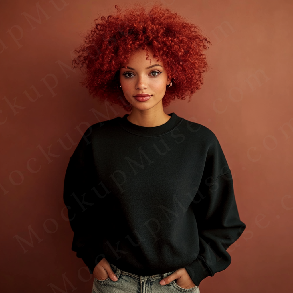 Women’s black crewneck sweatshirt mockup – digital download